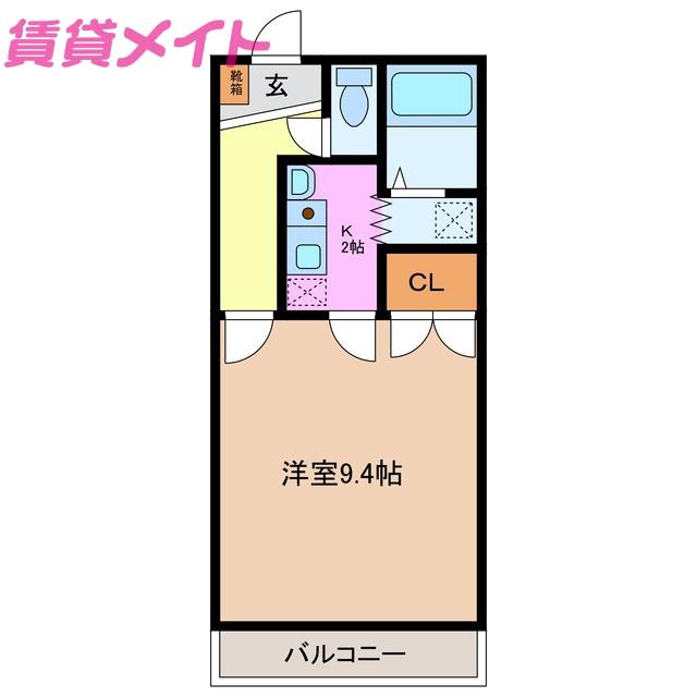 セントラルヒルズ二番館(1K/2階)の間取り写真