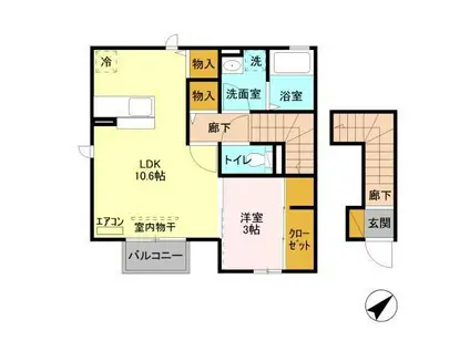 リヴィエール(1LDK/2階)の間取り写真