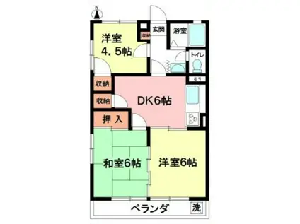 NKハイツ(3DK/1階)の間取り写真