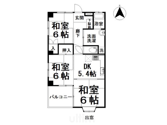 クロカワビル(3DK/3階)の間取り写真