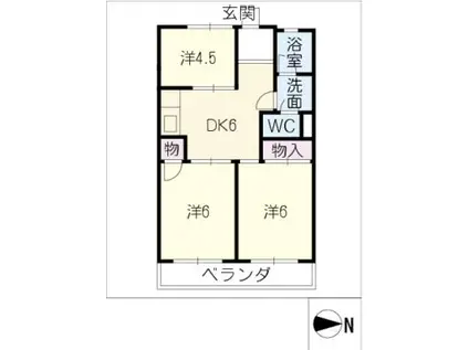 マンション大栄(3DK/4階)の間取り写真