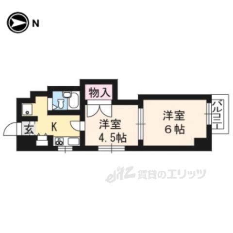 アビタ上賀茂(2K/1階)の間取り写真