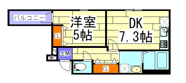 フジパレス大宮(1LDK/1階)の間取り写真