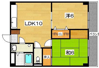 ハーモニーライフ春日(2LDK/4階)の間取り写真