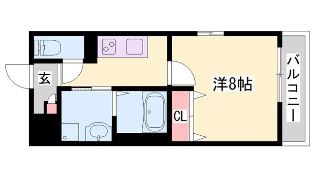 クローバー英賀保駅前(1K/1階)の間取り写真