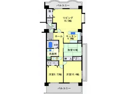 プレッソ城ヶ崎壱番館(3LDK/4階)の間取り写真