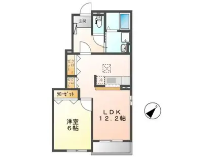 グランデ新田A(1LDK/1階)の間取り写真