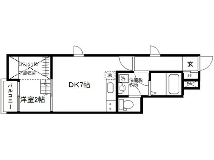 リヴィエール名取(1DK/1階)の間取り写真