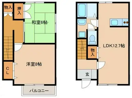 フォレストコート岩切IIE(2LDK/1階)の間取り写真