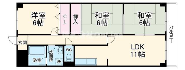 メゾン菱江(3LDK/9階)の間取り写真