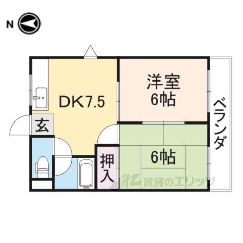 サンコーポ1(2DK/4階)の間取り写真