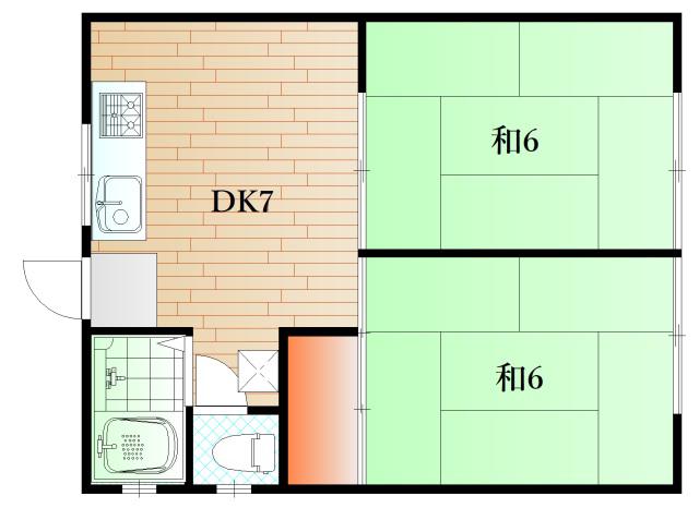 ホワイトハイムT3(2DK/1階)の間取り写真
