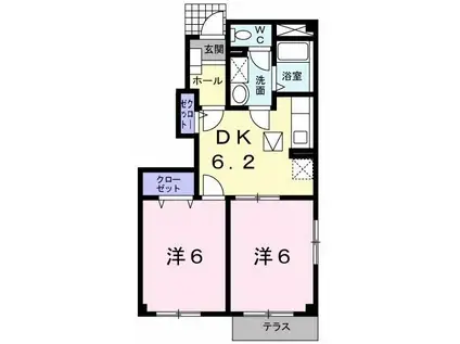 メフィストB(2DK/1階)の間取り写真