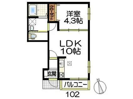 アーバン フォレスト(1LDK/1階)の間取り写真