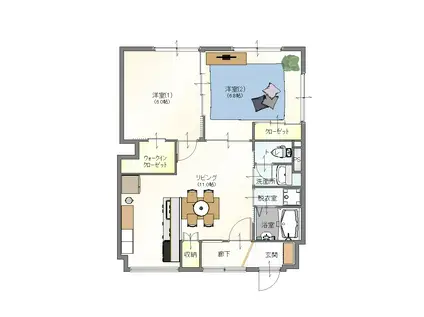 アーバンハウス岩渕(2LDK/2階)の間取り写真