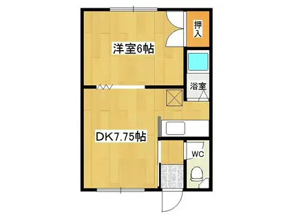 アサカワハイツ(1DK/1階)の間取り写真