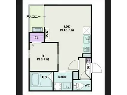 JACK KOMOTOHOMMACHI II(1LDK/1階)の間取り写真
