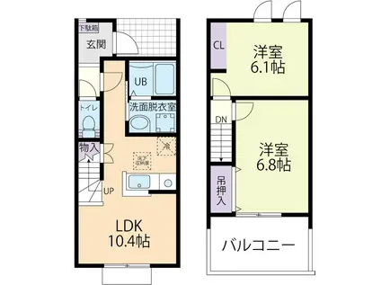 ベルフール(2LDK/1階)の間取り写真