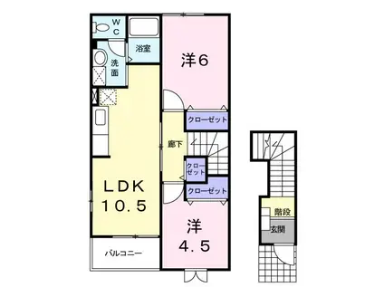 プチ・パステ-ク(2LDK/2階)の間取り写真