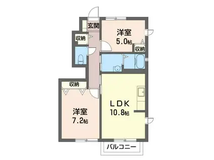 ペガサス D(2LDK/1階)の間取り写真