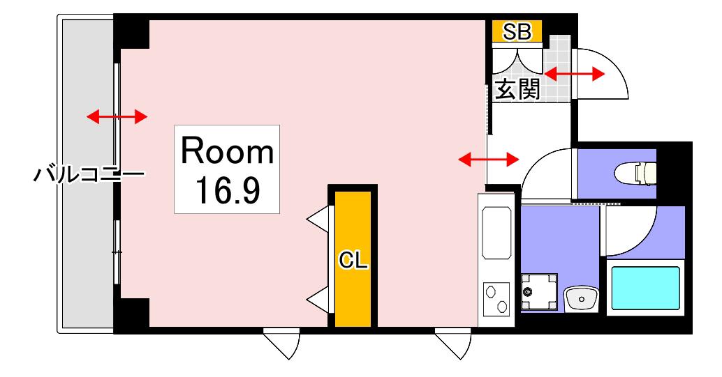 パティオ表町(ワンルーム/7階)の間取り写真