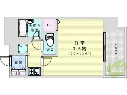 プレサンス新大阪(1K/7階)の間取り写真