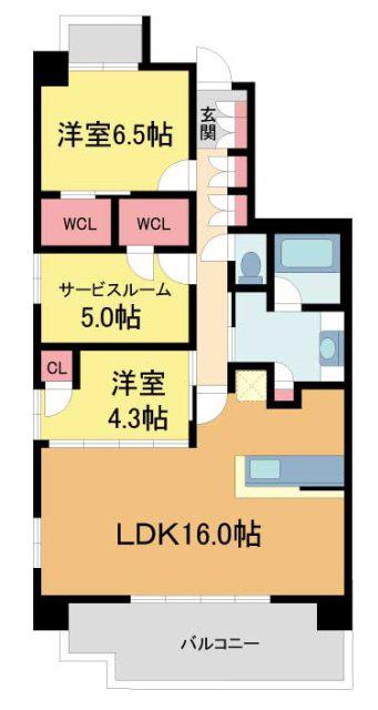 クレヴィア池田(2SLDK/11階)の間取り写真