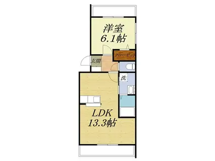 シャーロット三方原II(1LDK/2階)の間取り写真