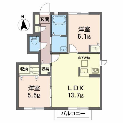パレー ロッホ(2LDK/1階)の間取り写真