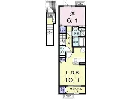 ミラノVI B(1LDK/2階)の間取り写真
