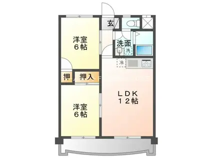 フィオーレ豊橋(2LDK/5階)の間取り写真