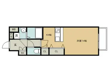 アークデュオ仙台苦竹(ワンルーム/3階)の間取り写真