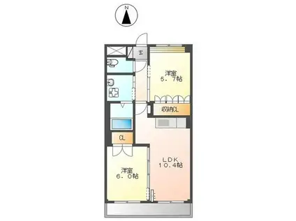ベルウッドI(2LDK/3階)の間取り写真