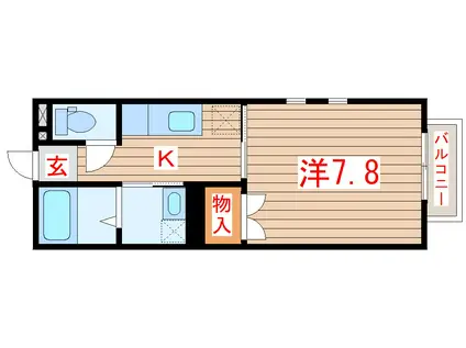 エアフォルク小松島(1K/1階)の間取り写真