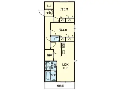 SQUARE(2LDK/1階)の間取り写真