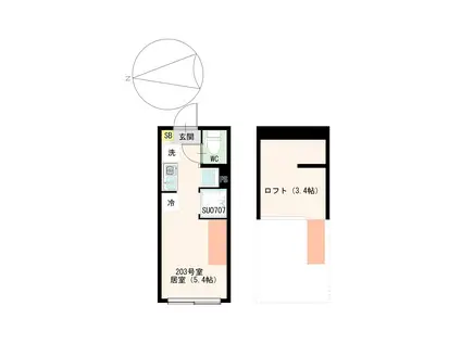 SLSG荒川町屋(ワンルーム/2階)の間取り写真