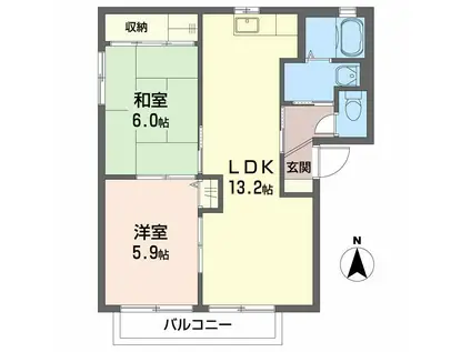 シャーメゾンラヴィ B棟(2LDK/2階)の間取り写真