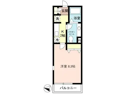 エトワール常盤A(1K/2階)の間取り写真