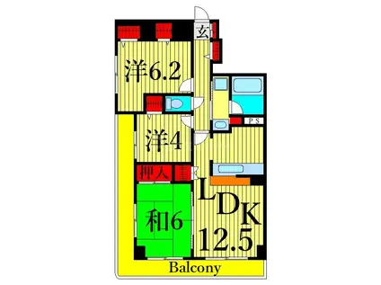 ソアーヴェ日暮里(3LDK/6階)の間取り写真