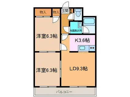 オリエント20E(2LDK/4階)の間取り写真