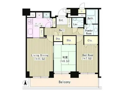 西新宿パークサイドタワー(2LDK/8階)の間取り写真