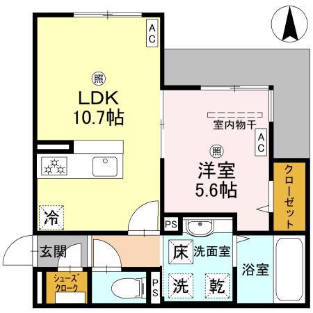 パサログランデ背戸口(1LDK/1階)の間取り写真