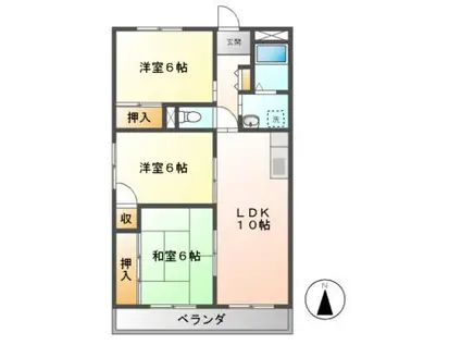 6清邦ビル(3LDK/2階)の間取り写真