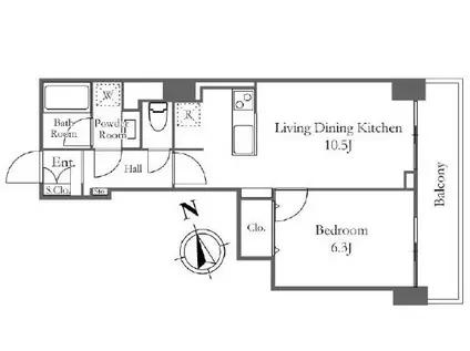 リバーシティ21新川(1LDK/19階)の間取り写真