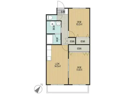 グレース斐川(2LDK/1階)の間取り写真
