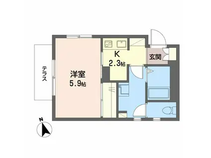 カーサバウム(1K/2階)の間取り写真