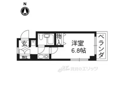 DETOM-1一条通(1K/2階)の間取り写真