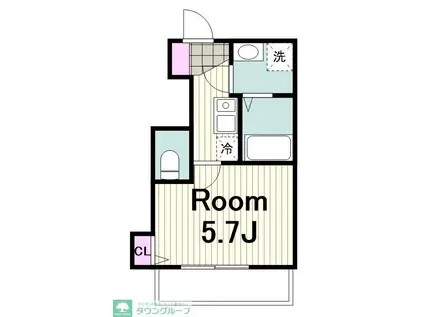 エクレール鴨居II(1K/1階)の間取り写真