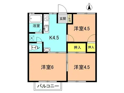 コーポ田中(3K/2階)の間取り写真