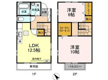 さくらプラスわんB棟(2LDK/1階)の間取り写真